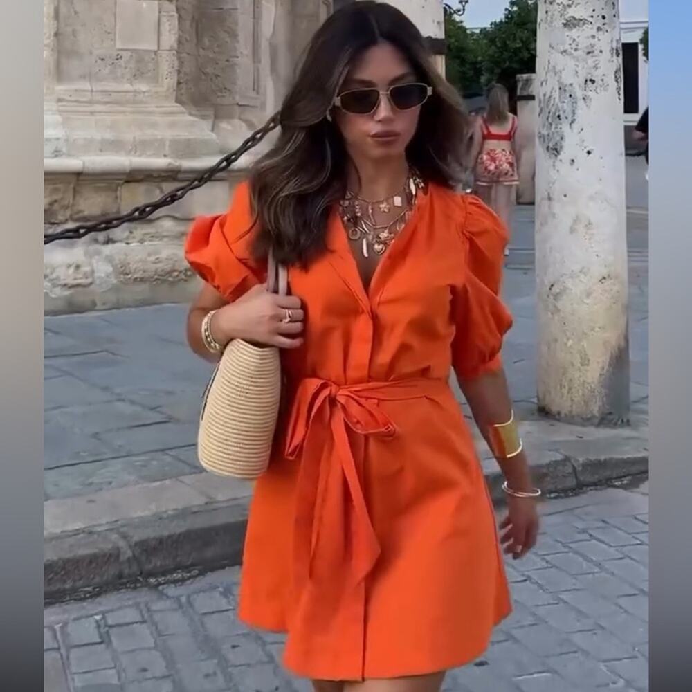 ZARA BLOGGER FAVORITE POPLIN DRESS ZW COLLECTION - Picture 5 of 11